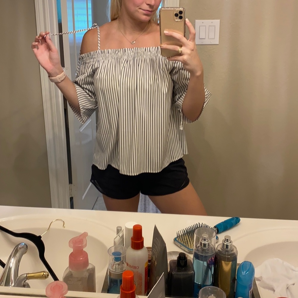 White shoulder-tie blouse!
